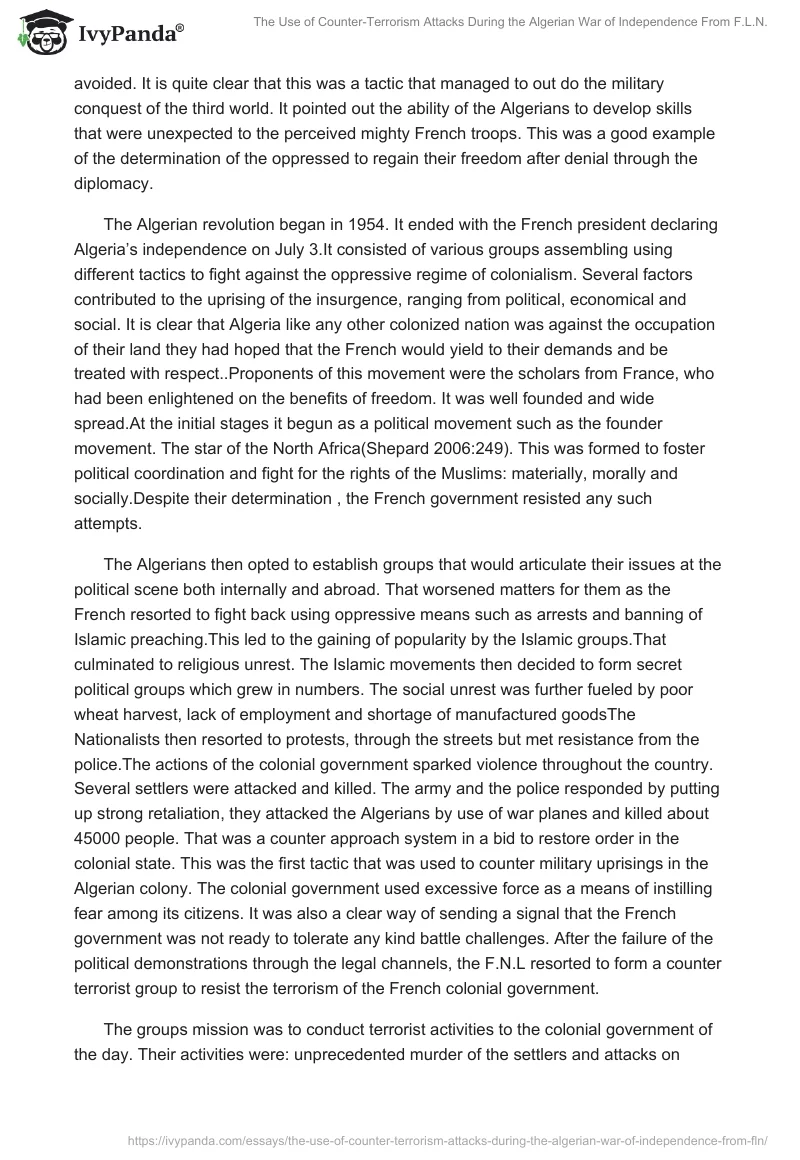 The Use of Counter-Terrorism Attacks During the Algerian War of Independence From F.L.N.. Page 3