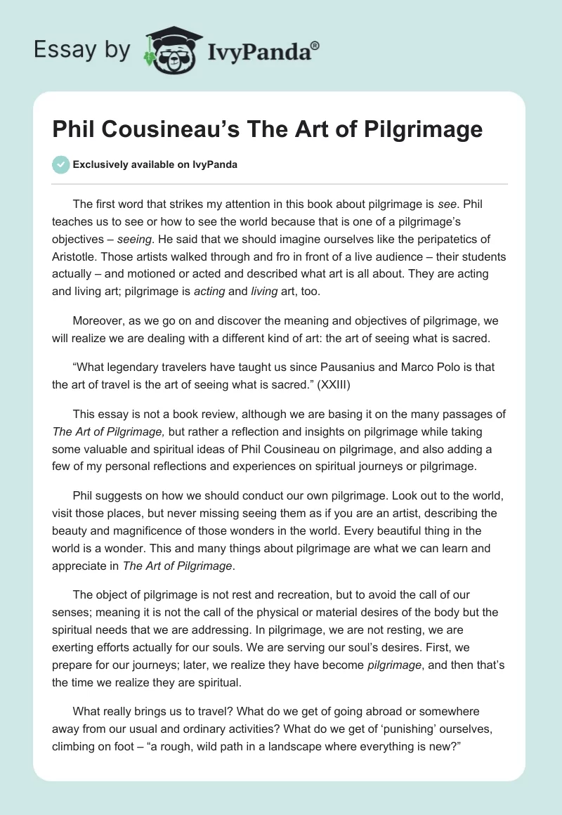 Phil Cousineau’s "The Art of Pilgrimage". Page 1