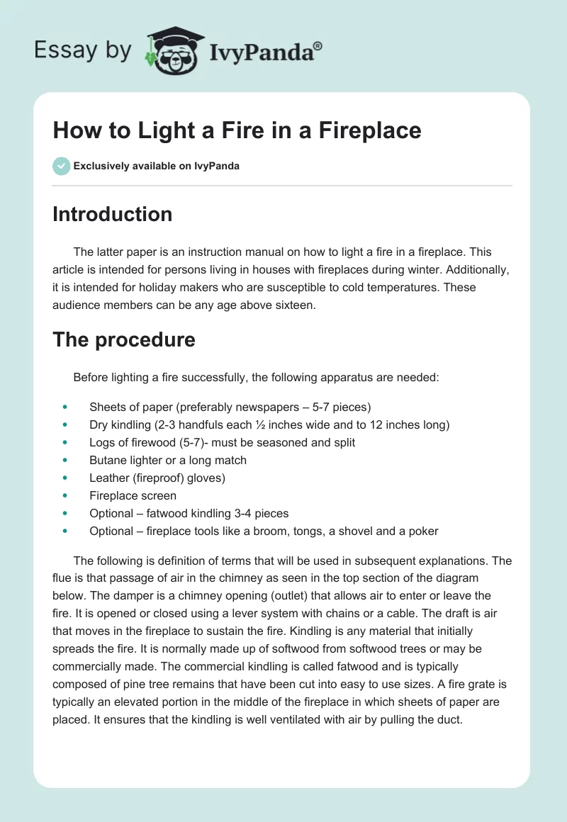 How to Light a Fire in a Fireplace. Page 1