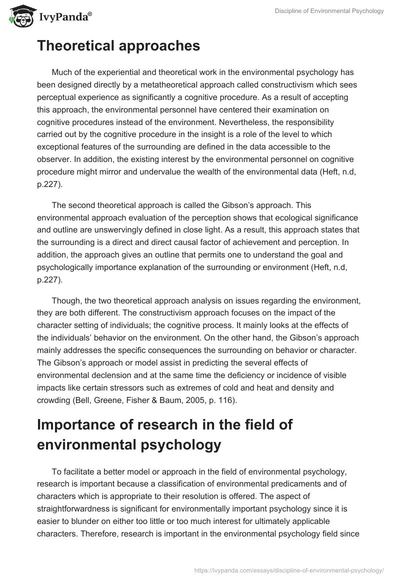 Discipline of Environmental Psychology. Page 2