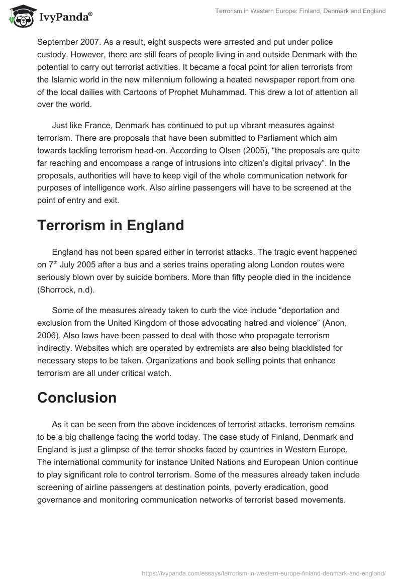 Terrorism in Western Europe: Finland, Denmark and England. Page 2