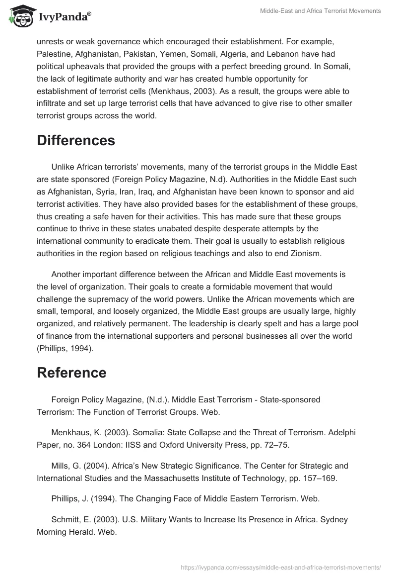 Middle-East and Africa Terrorist Movements. Page 2