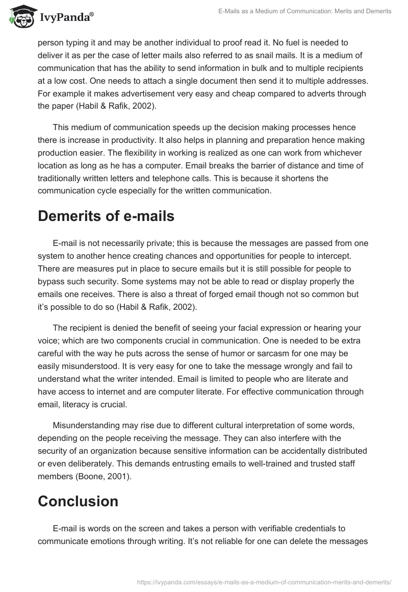 E-Mails as a Medium of Communication: Merits and Demerits. Page 2