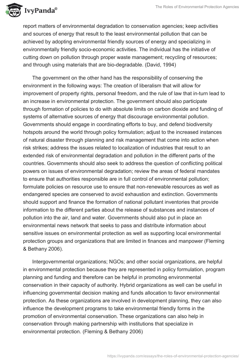 The Roles of Environmental Protection Agencies. Page 2