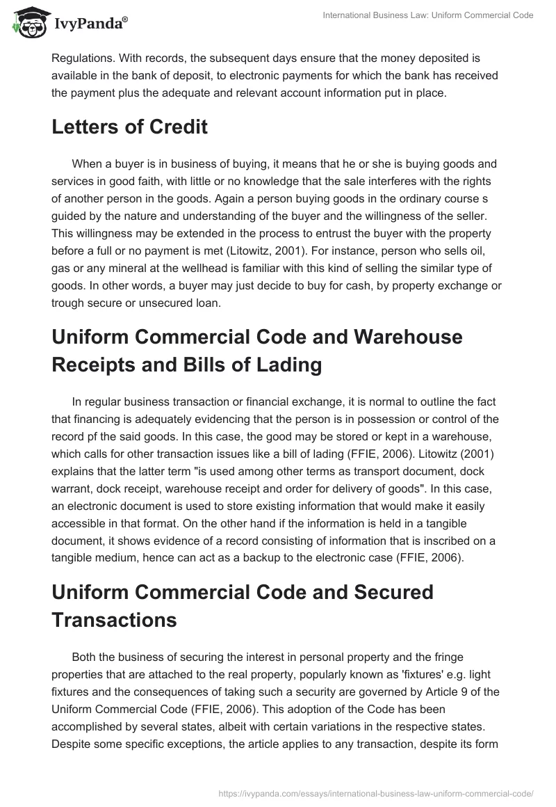 International Business Law: Uniform Commercial Code. Page 5