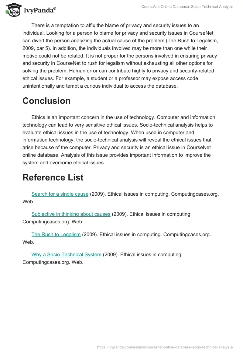 CourseNet Online Database: Socio-Technical Analysis. Page 3