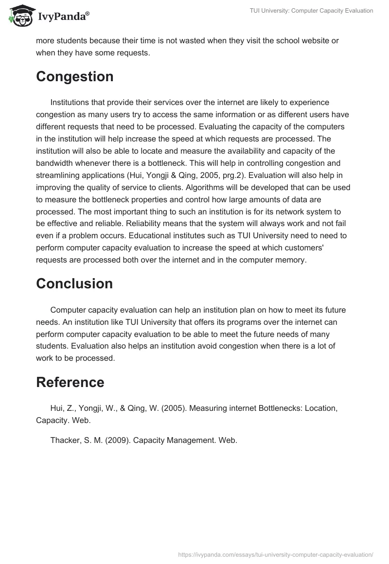 TUI University: Computer Capacity Evaluation. Page 2