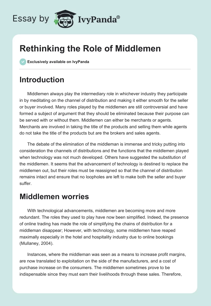 Rethinking the Role of Middlemen. Page 1