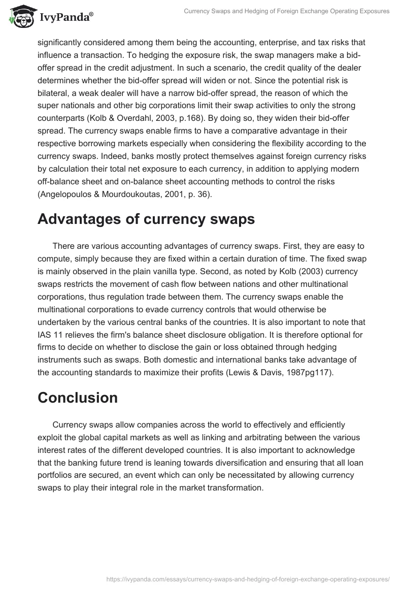 Currency Swaps and Hedging of Foreign Exchange Operating Exposures. Page 2
