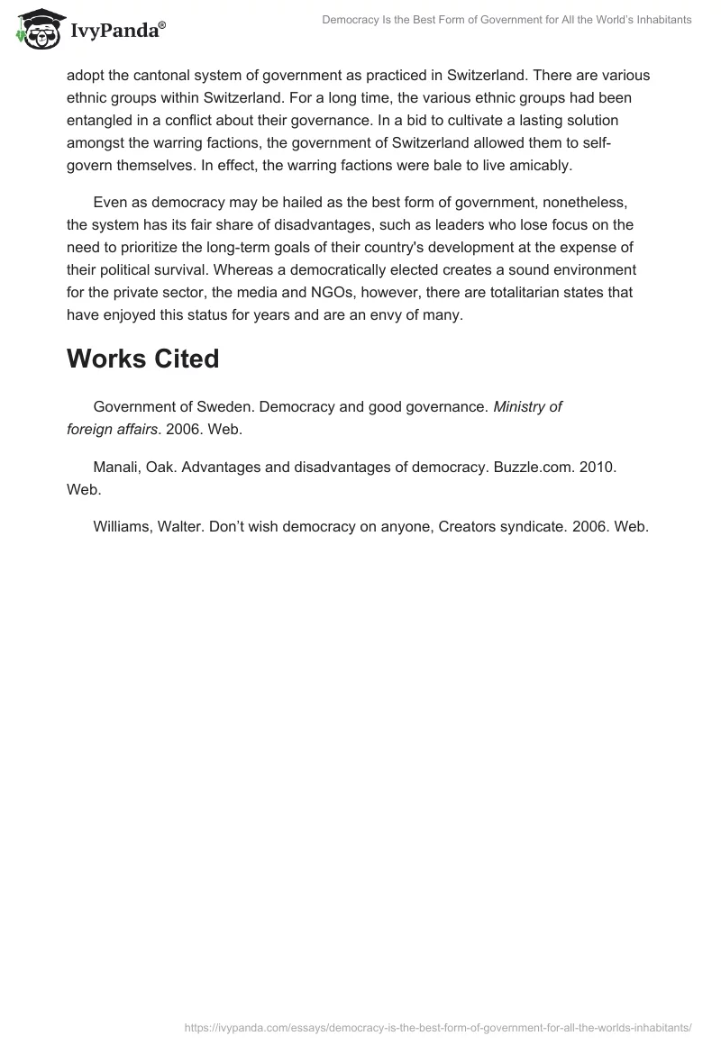 Democracy Is the Best Form of Government for All the World’s Inhabitants. Page 2