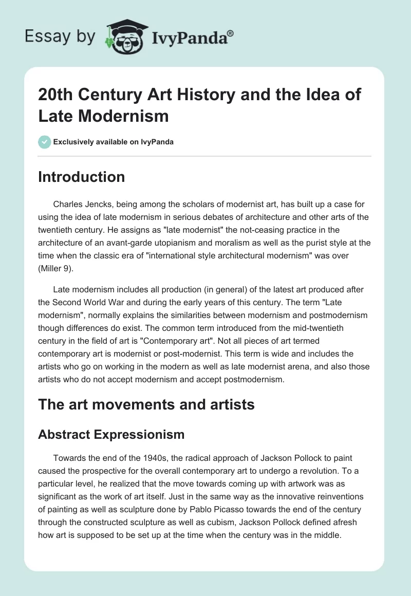 20th Century Art History and the Idea of Late Modernism. Page 1