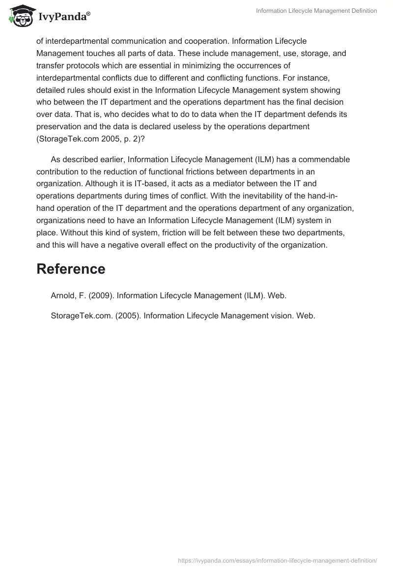Information Lifecycle Management Definition. Page 2