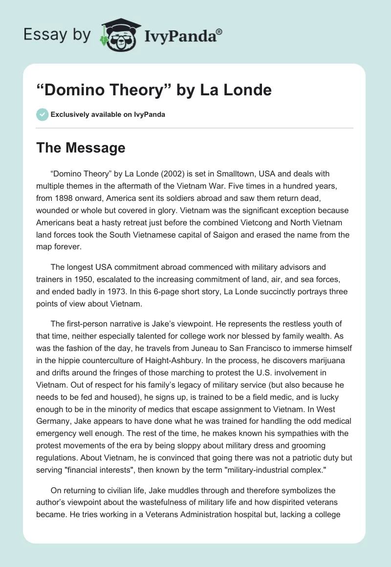 “Domino Theory” by La Londe. Page 1