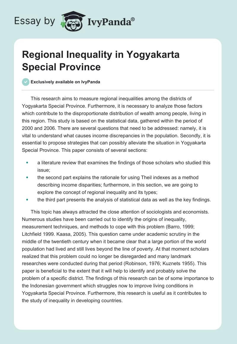 Regional Inequality in Yogyakarta Special Province. Page 1