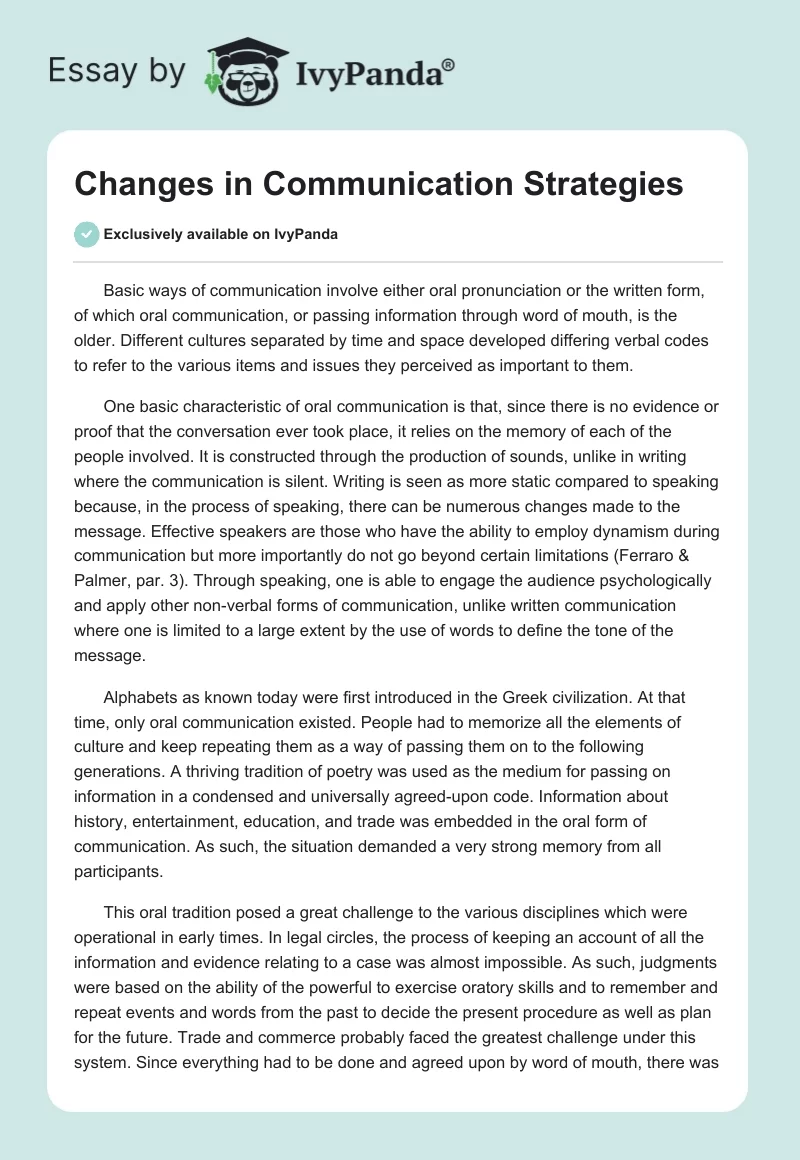 Changes in Communication Strategies. Page 1