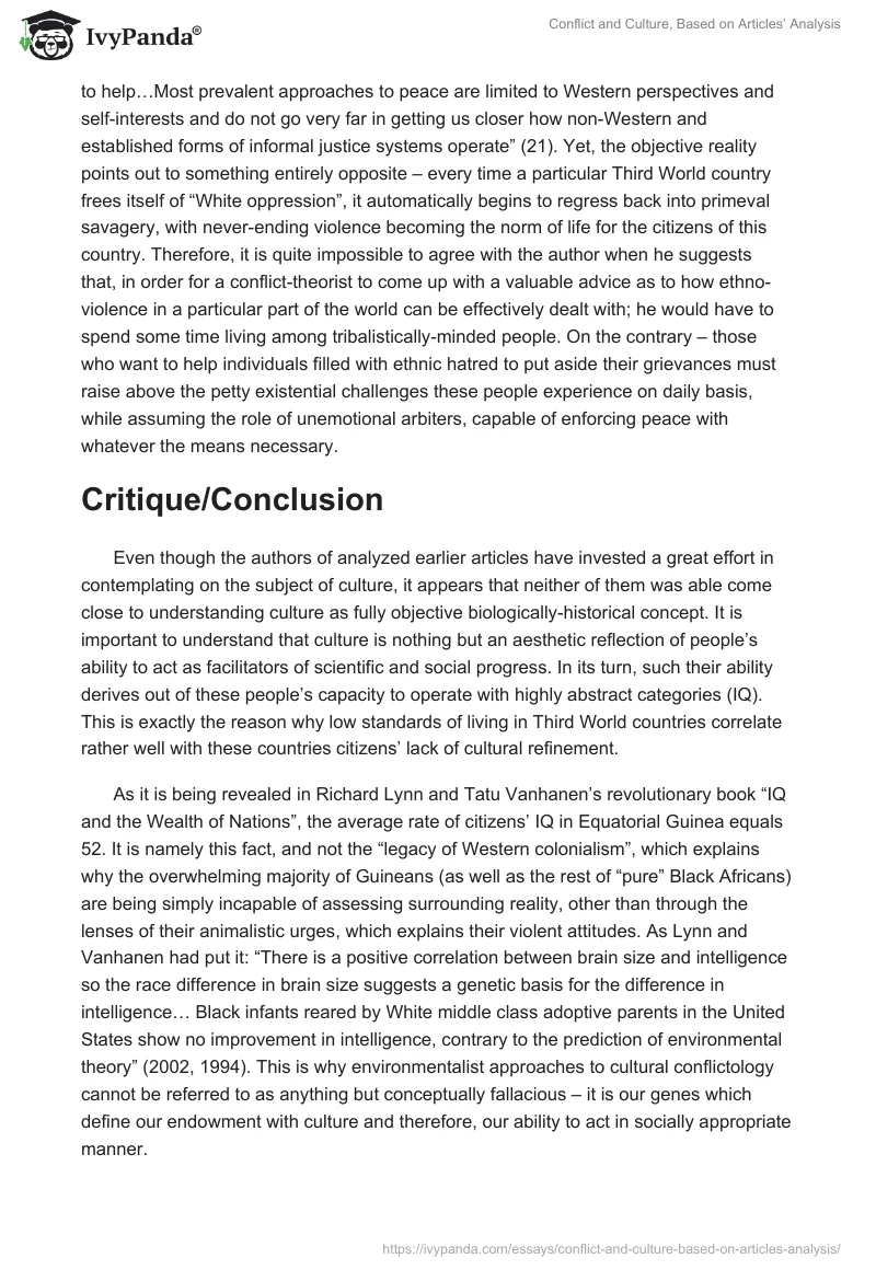 Conflict and Culture, Based on Articles’ Analysis. Page 3