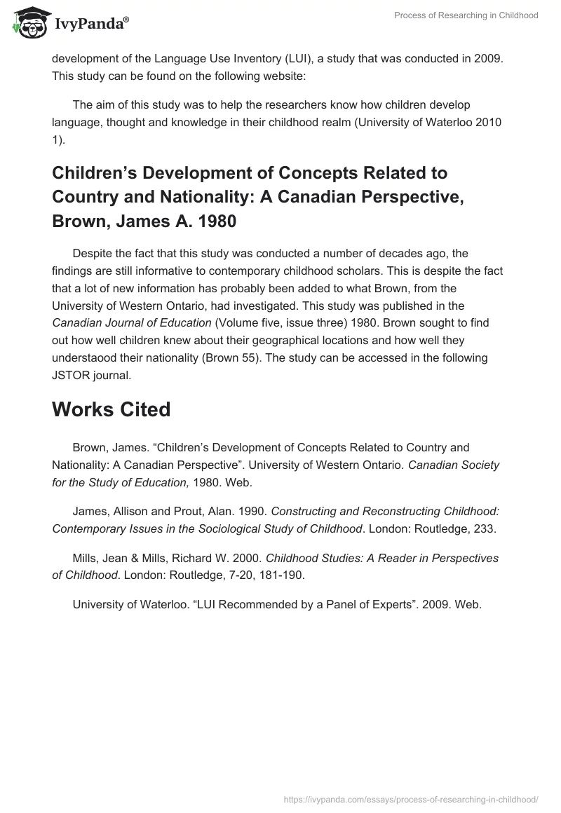 Process of Researching in Childhood. Page 3