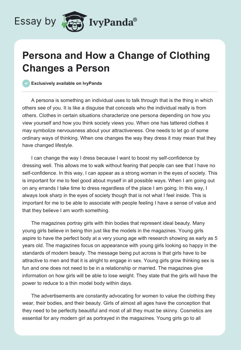 Persona and How a Change of Clothing Changes a Person. Page 1
