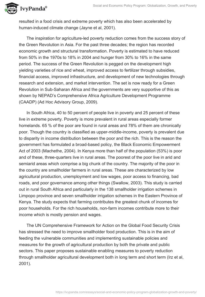 Social and Economic Policy Program: Globalization, Growth, and Poverty. Page 2