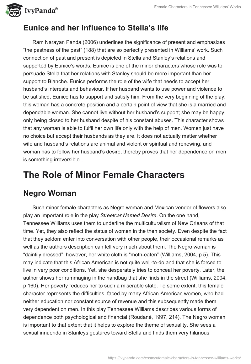 Female Characters in Tennessee Williams’ Works. Page 3