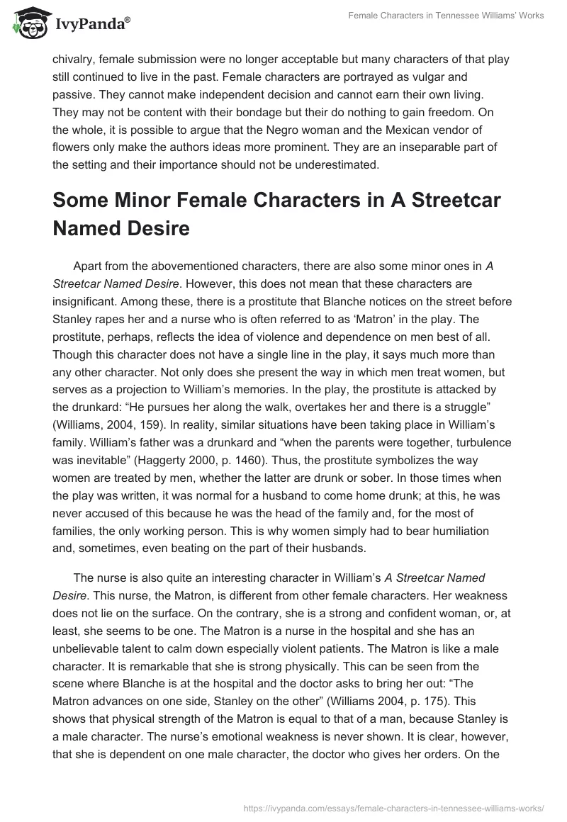 Female Characters in Tennessee Williams’ Works. Page 5