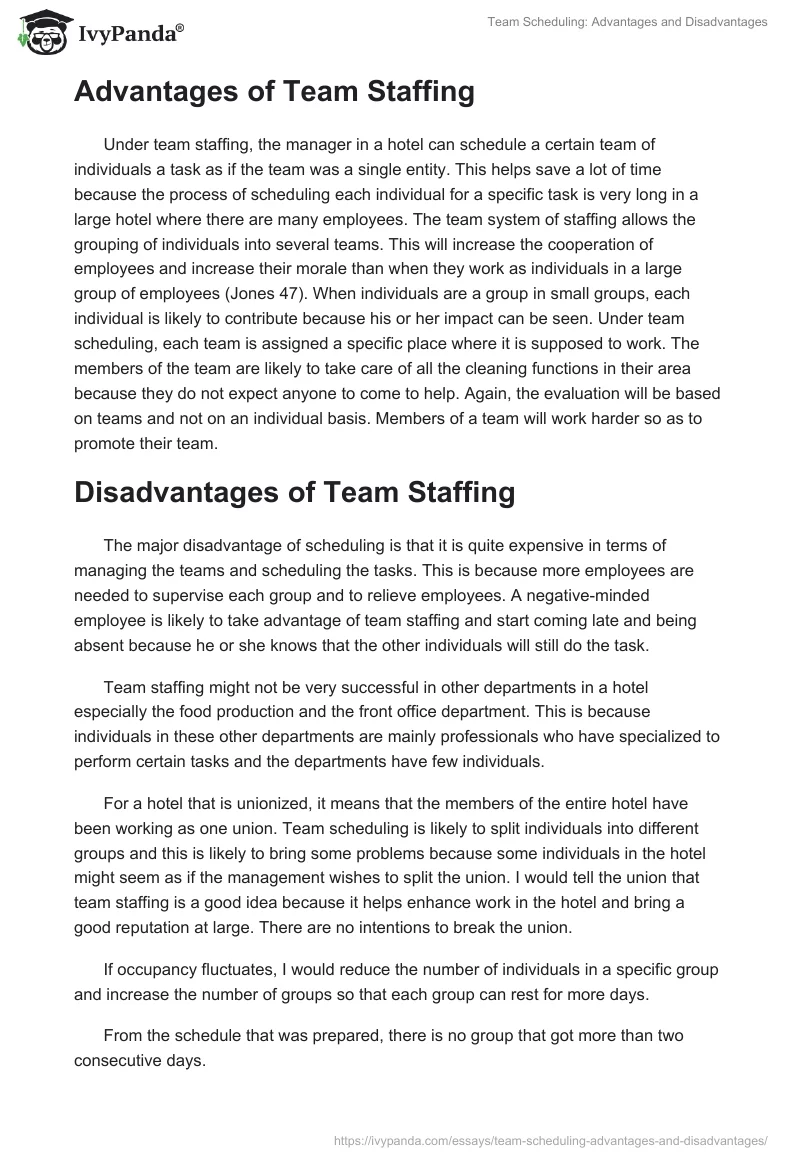 Team Scheduling: Advantages and Disadvantages. Page 4