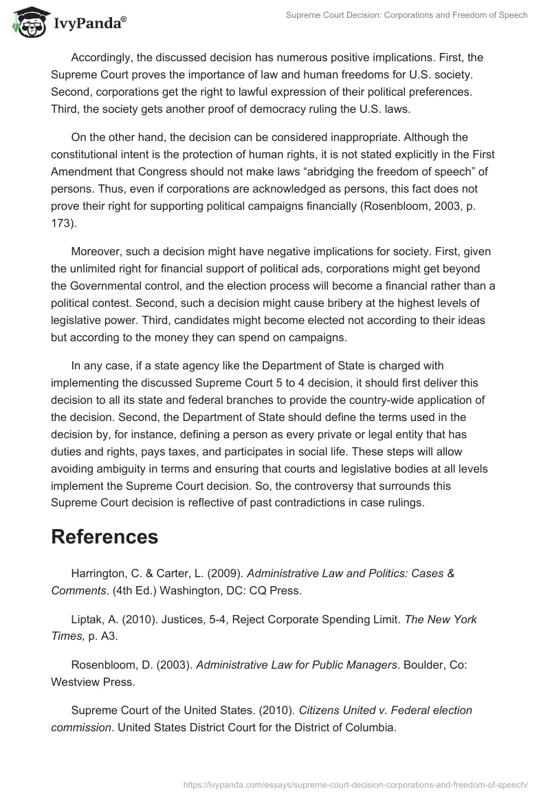 Supreme Court Decision: Corporations and Freedom of Speech. Page 2