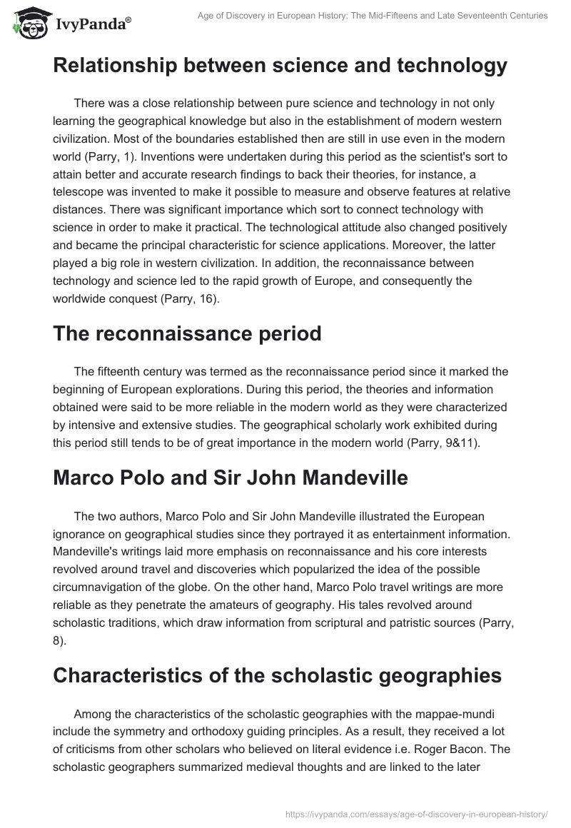 Age of Discovery in European History: The Mid-Fifteens and Late Seventeenth Centuries. Page 2