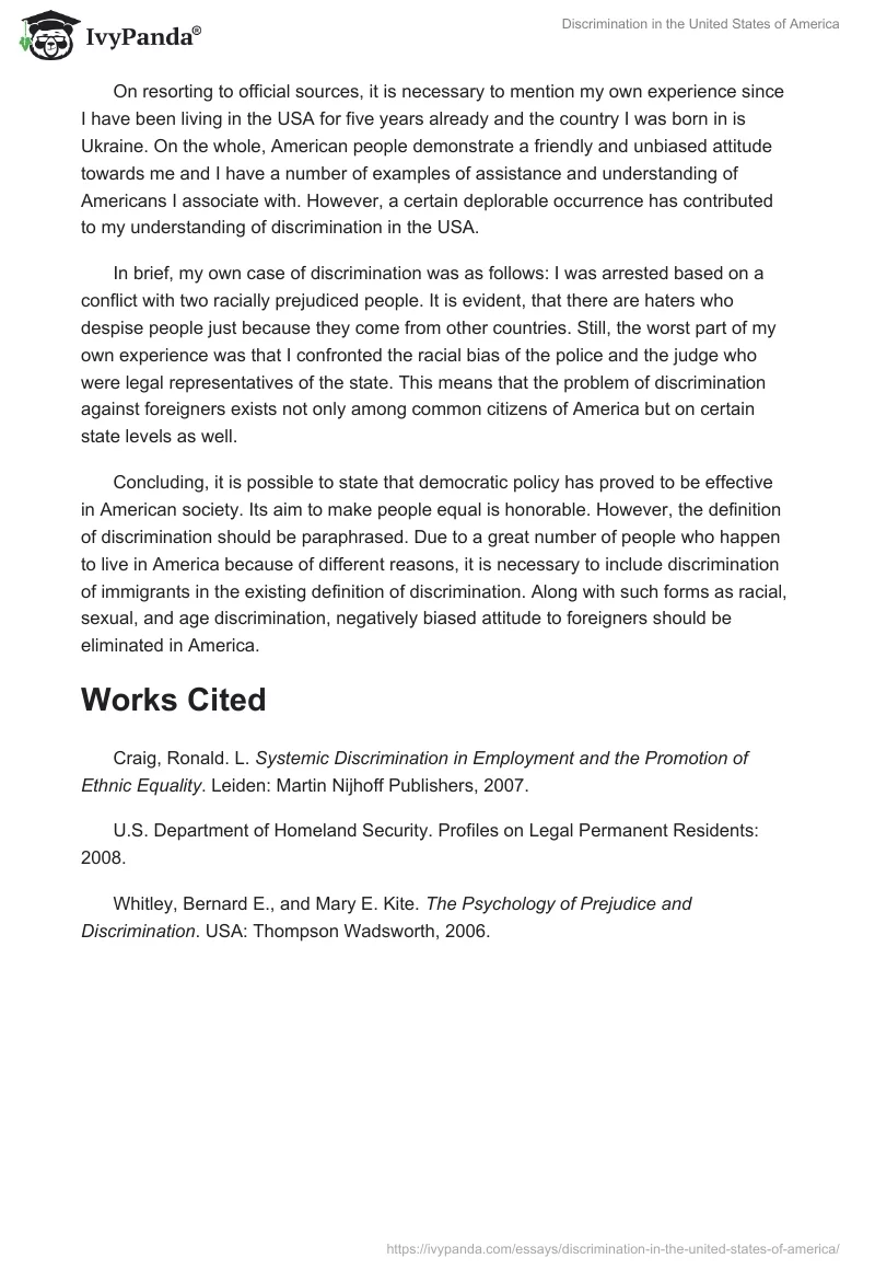 Discrimination in the United States of America. Page 2
