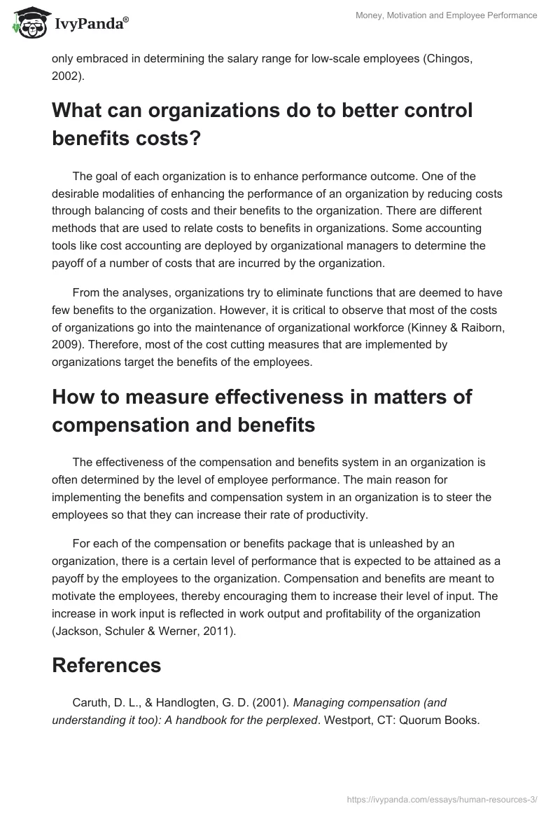Money, Motivation and Employee Performance. Page 2
