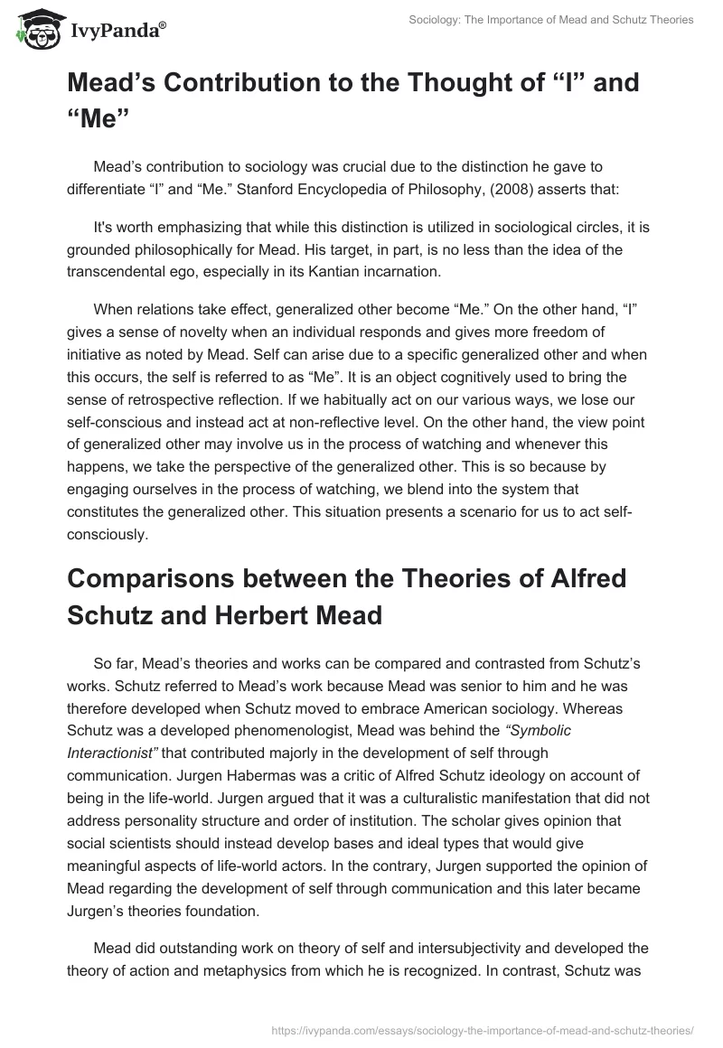 Sociology: The Importance of Mead and Schutz Theories. Page 5