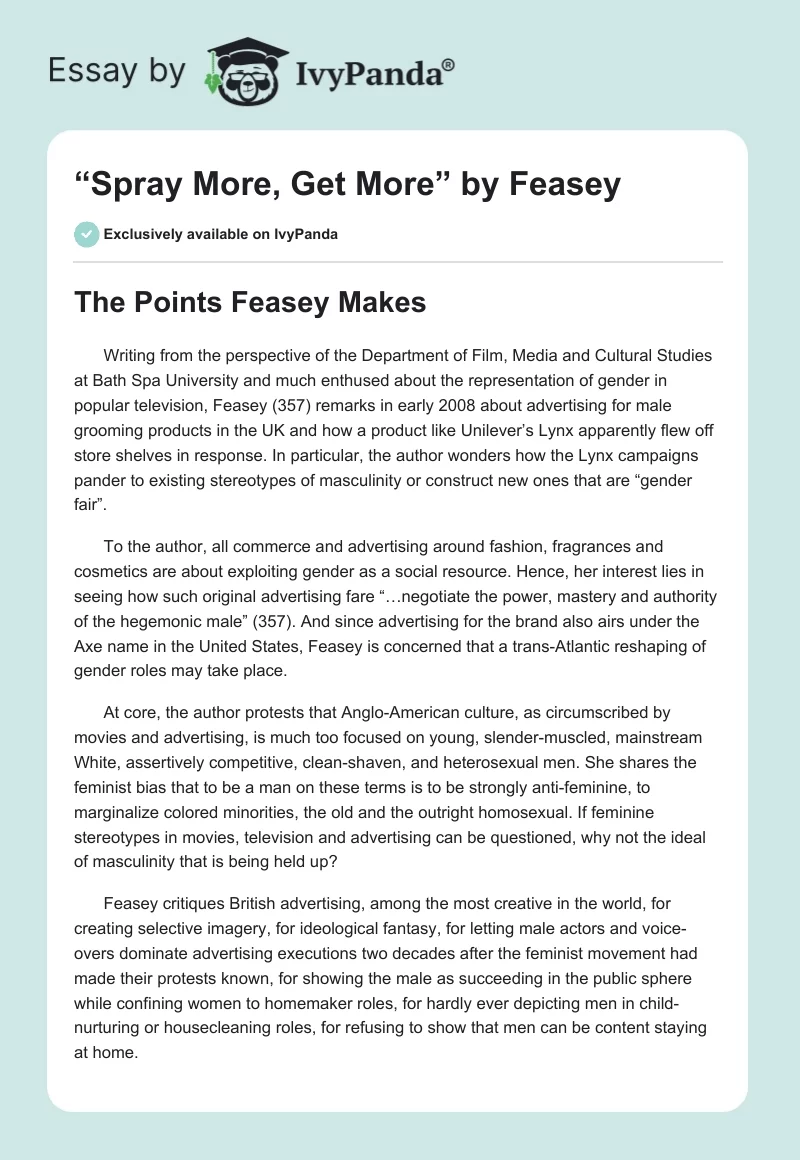 “Spray More, Get More” by Feasey. Page 1