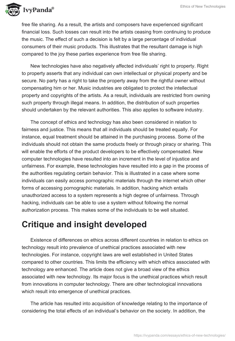 Ethics of New Technologies. Page 2