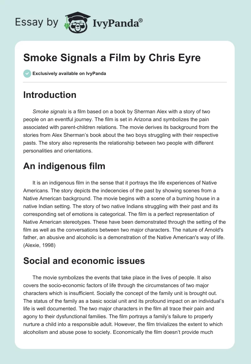 "Smoke Signals" a Film by Chris Eyre. Page 1