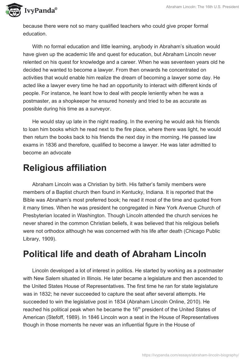 Abraham Lincoln: The 16th U.S. President. Page 4