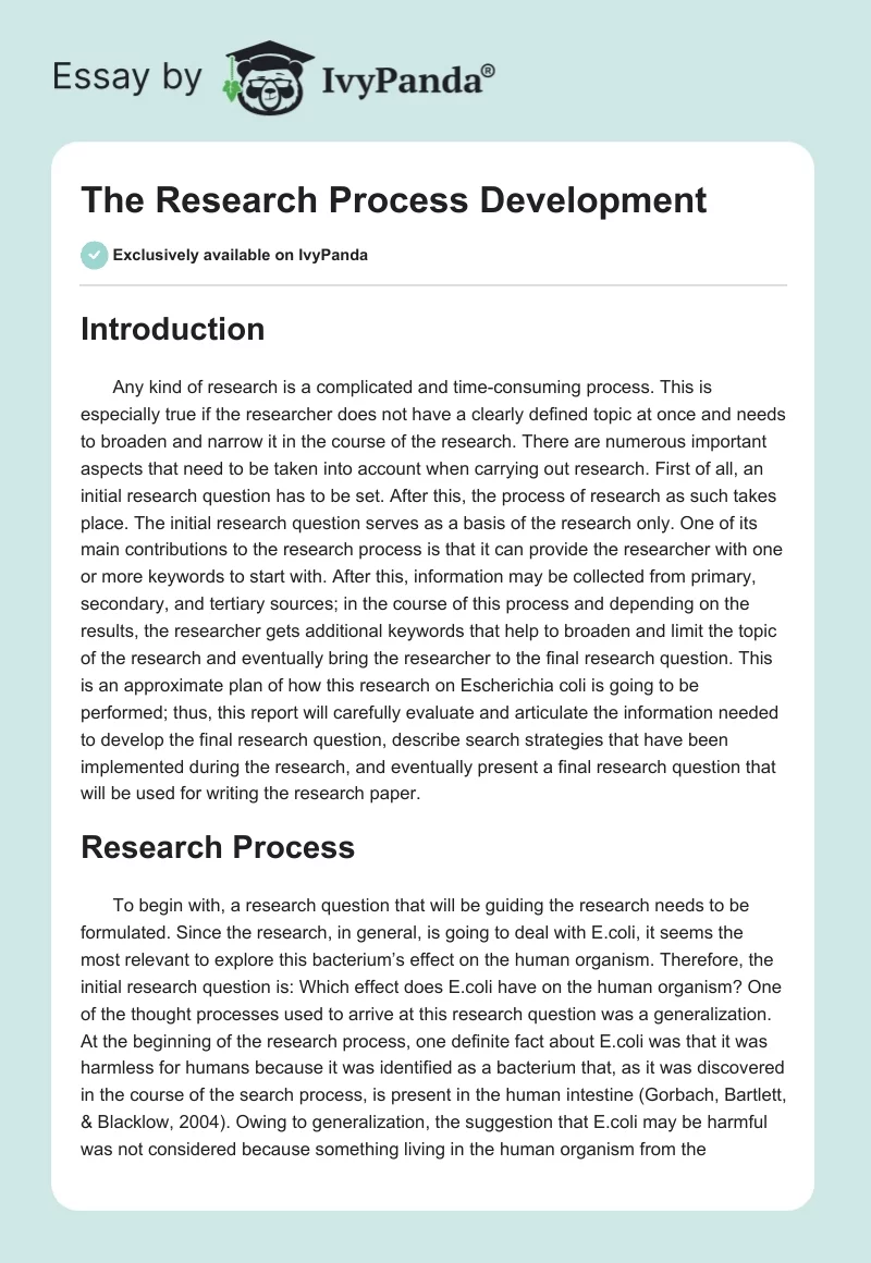 The Research Process Development. Page 1
