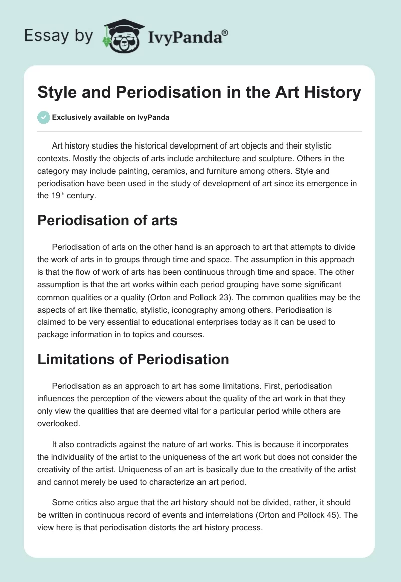 Style and Periodisation in the Art History. Page 1