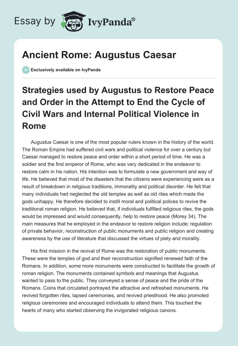 Ancient Rome: Augustus Caesar. Page 1