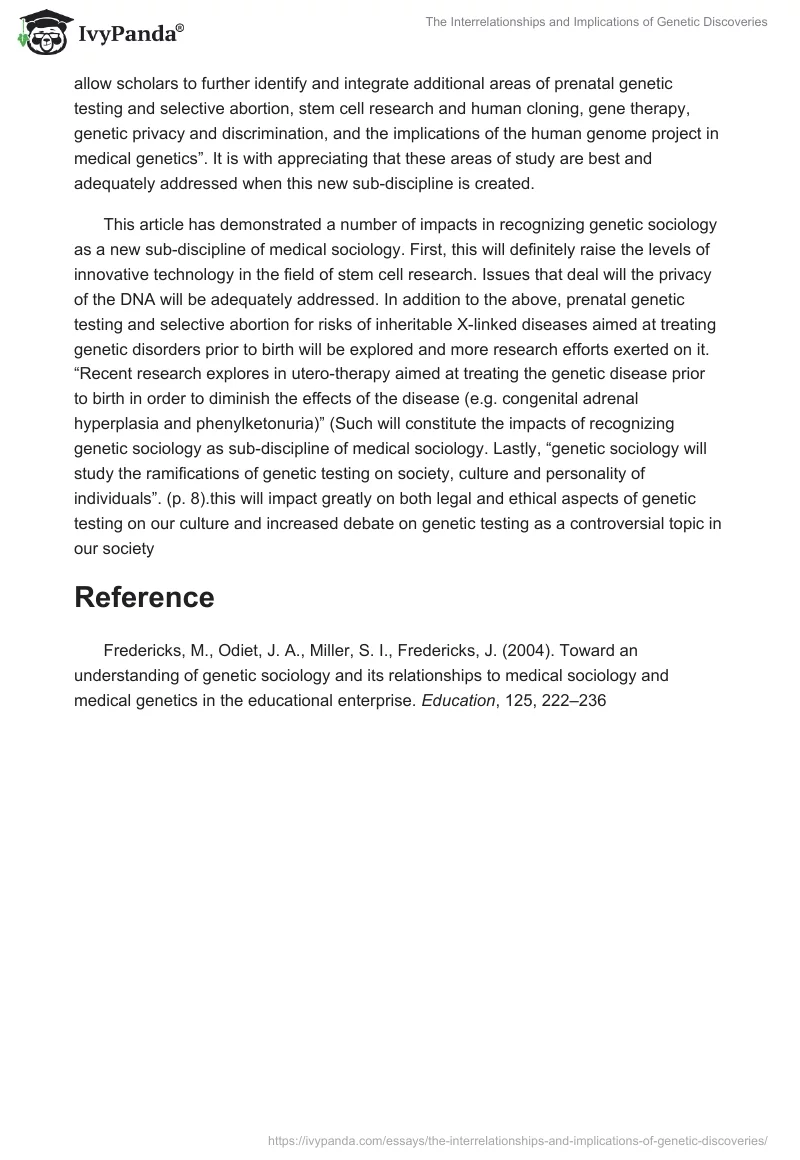The Interrelationships and Implications of Genetic Discoveries. Page 2