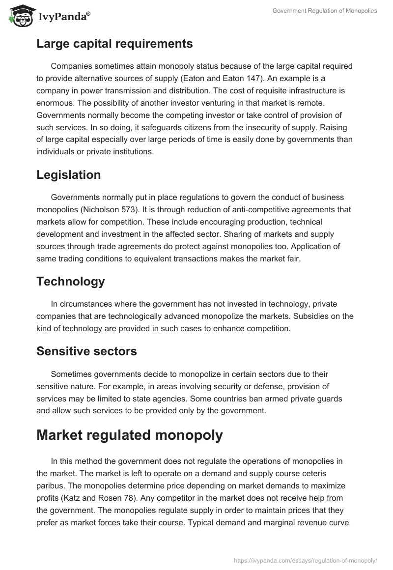 Government Regulation of Monopolies. Page 2