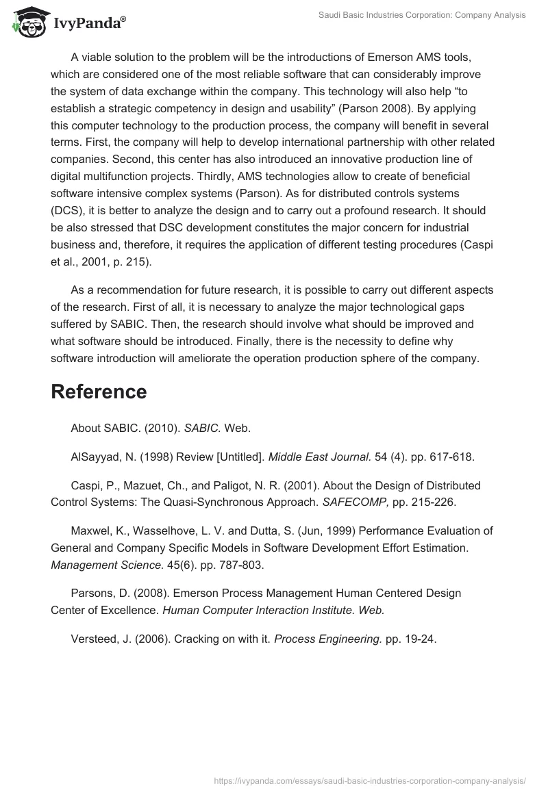 Saudi Basic Industries Corporation: Company Analysis. Page 2