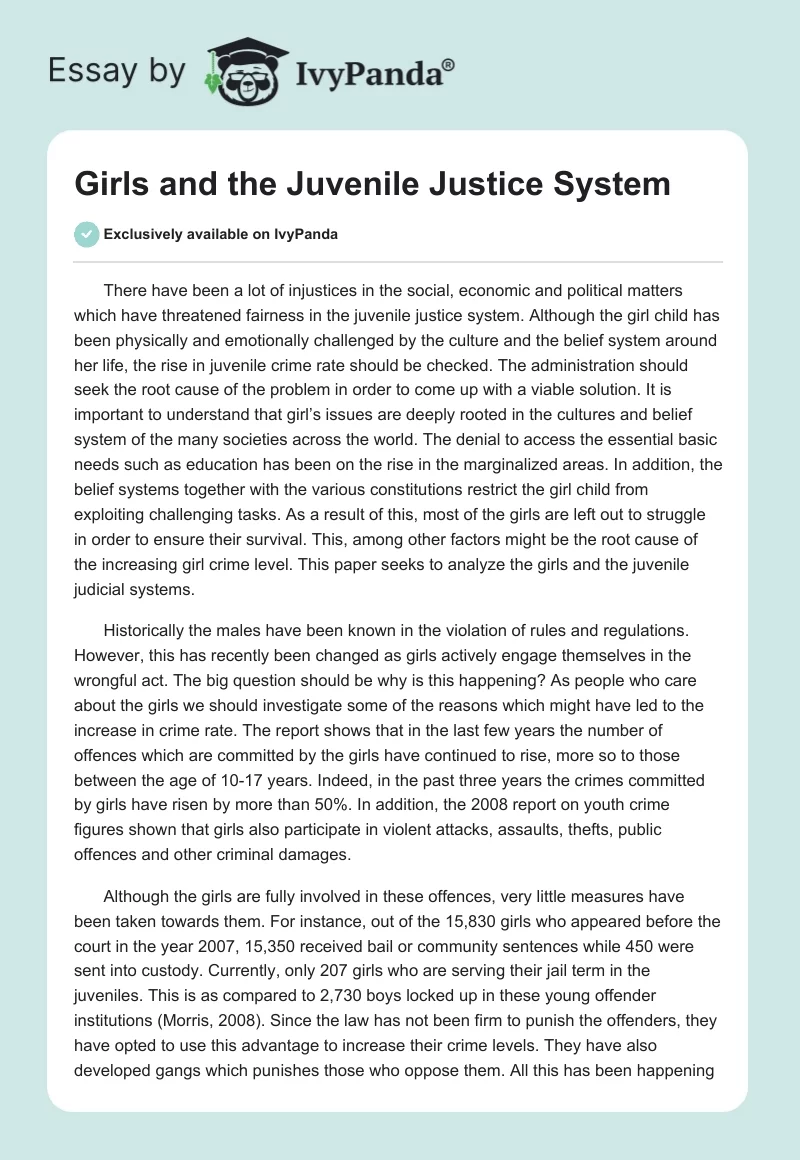 Girls and the Juvenile Justice System. Page 1