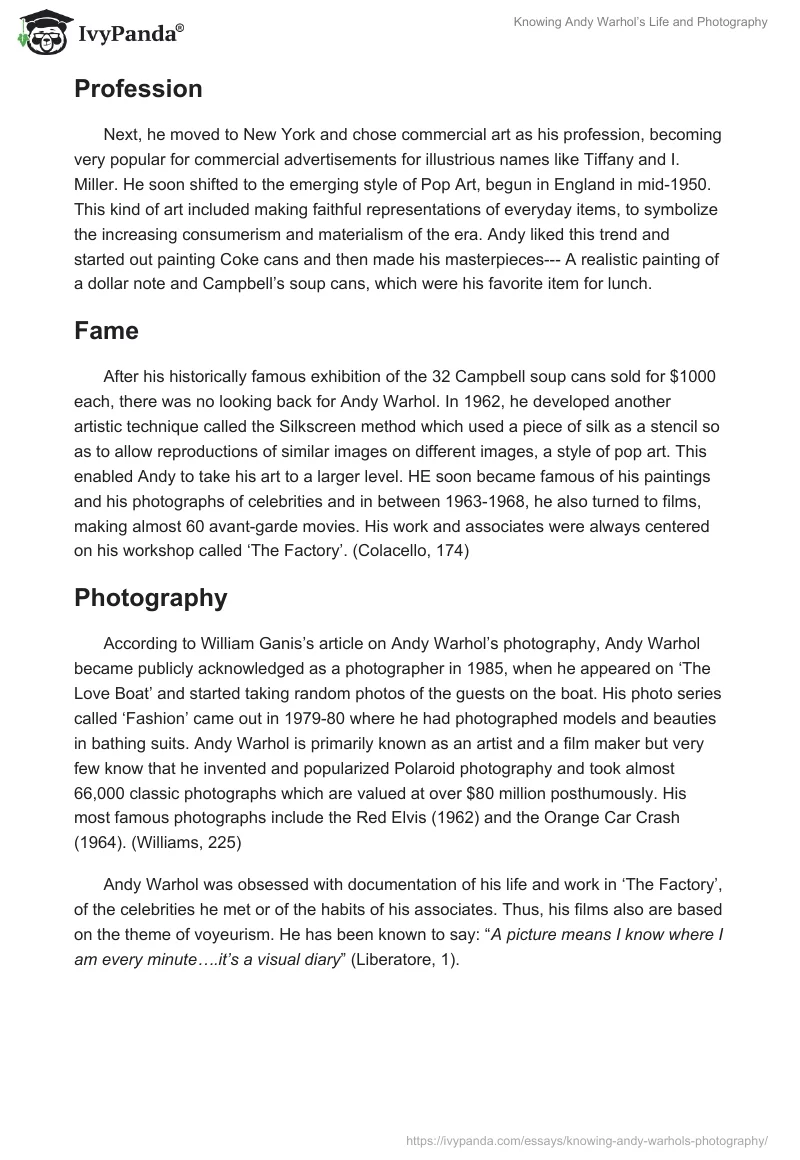Knowing Andy Warhol’s Life and Photography. Page 2