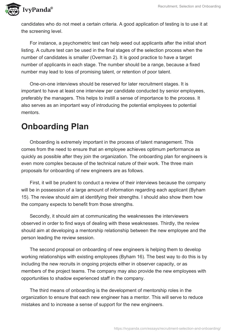 Recruitment, Selection and Onboarding. Page 3
