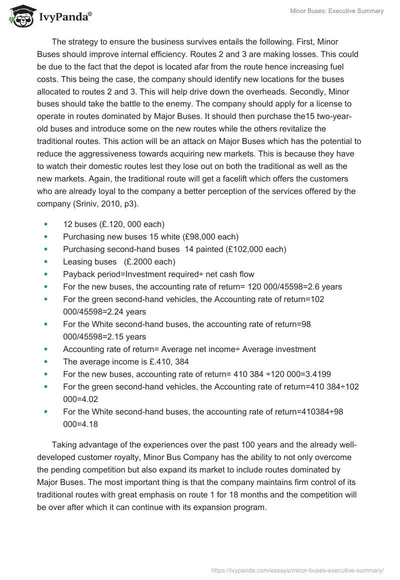Minor Buses: Executive Summary. Page 2