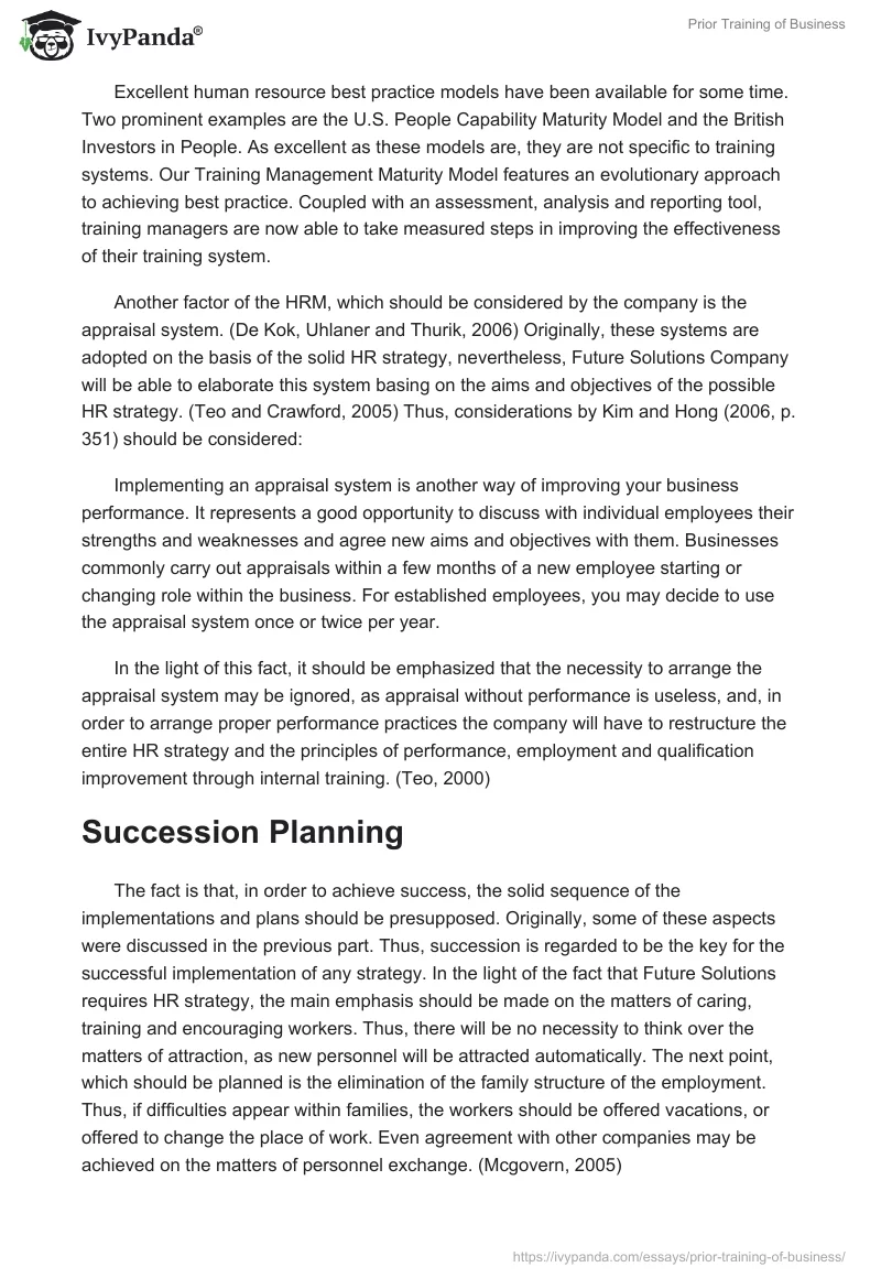 Prior Training of Business. Page 2