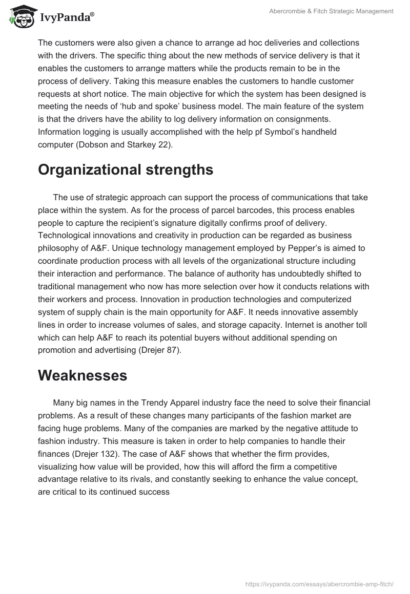 Abercrombie & Fitch Strategic Management. Page 2