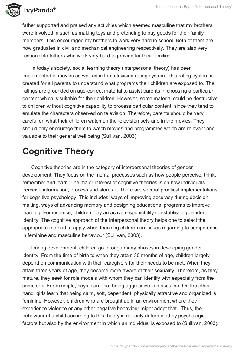 Gender Theories Paper “Interpersonal Theory”. Page 3