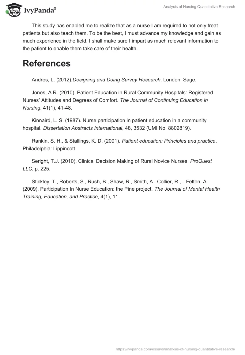 Analysis of Nursing Quantitative Research. Page 5
