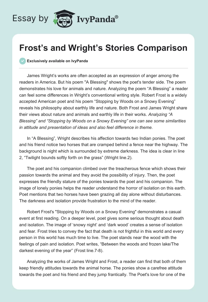 Frost’s and Wright’s Stories Comparison. Page 1